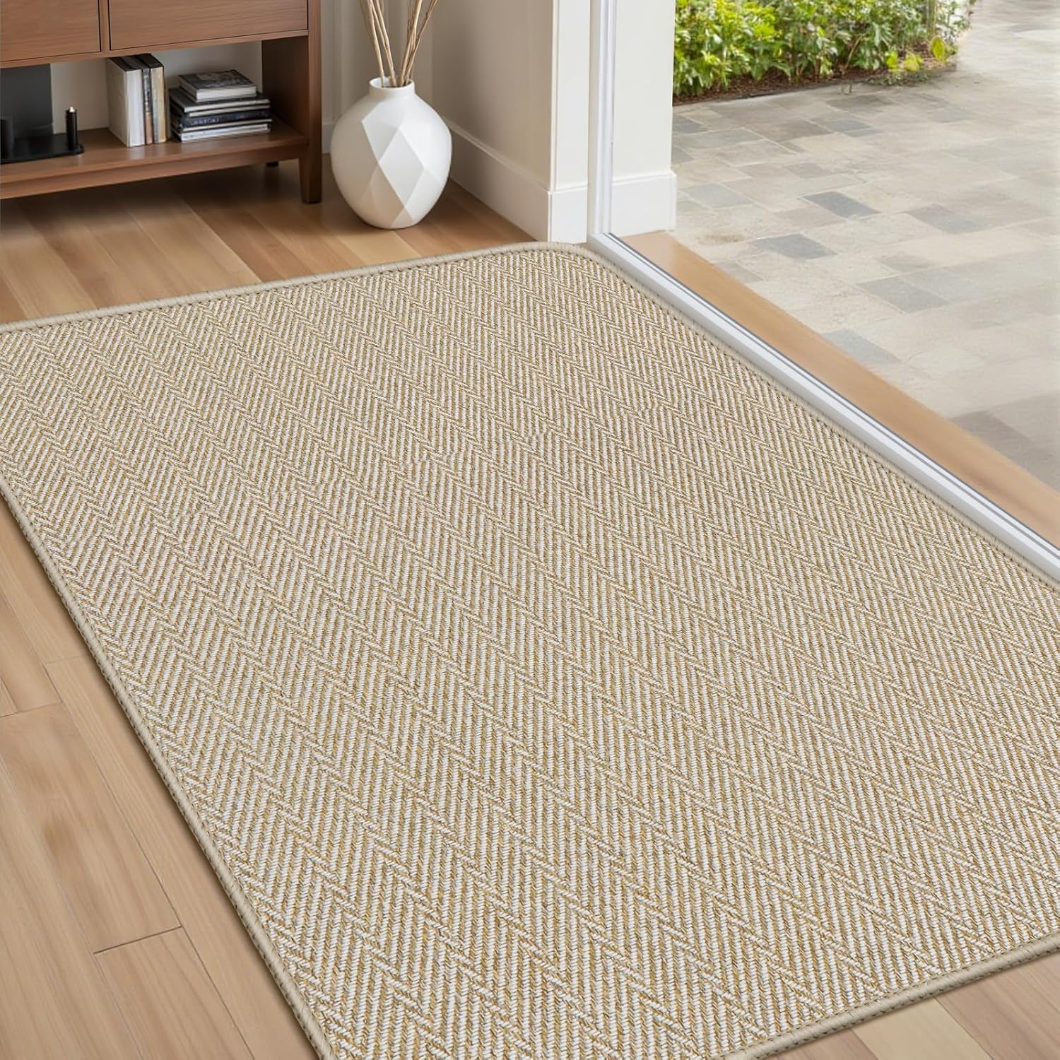 Ultra Thin Door Mat Indoor Entrance with Unique Herringbone Design