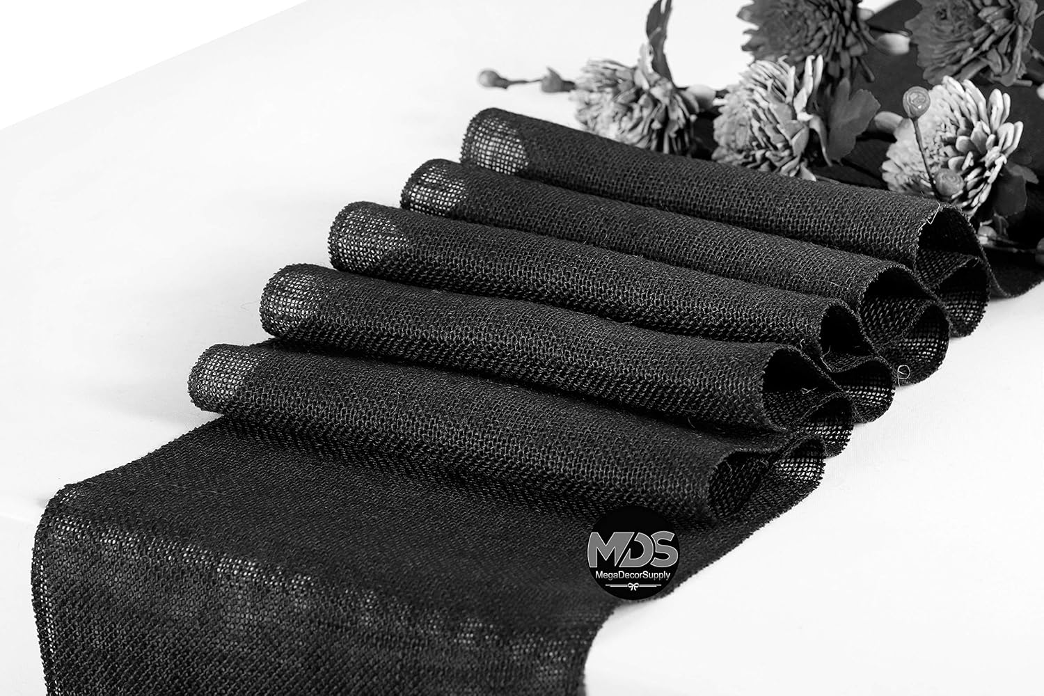 MDS 5 PCS 100% Natural Burlap Table Runners for Rustic Decor