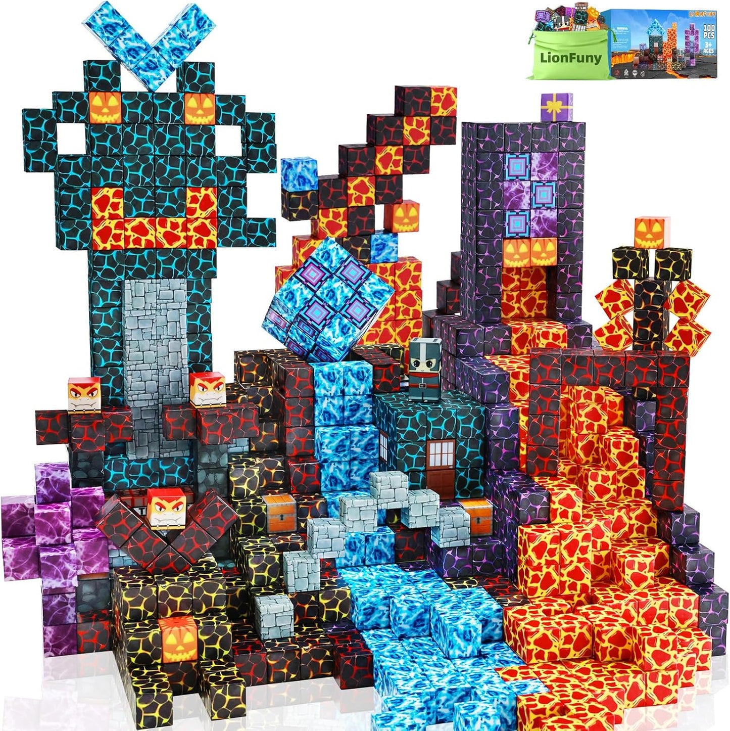 Magnetic Blocks 100PCS Building Set for Creative Kids Ages 3-9