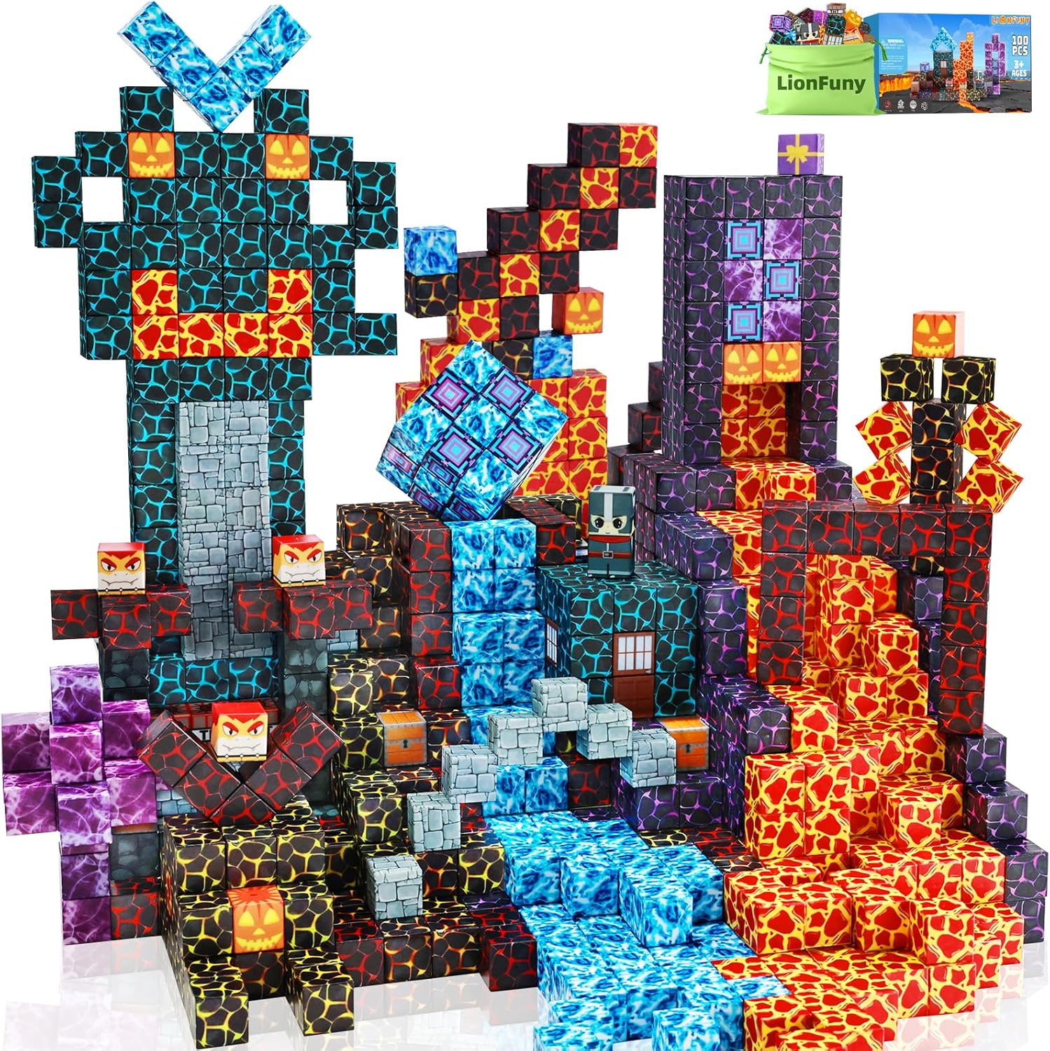 Magnetic Blocks 100PCS Building Set for Creative Kids Ages 3-9