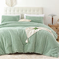 Smoofy Fluffy King Size Comforter Set 3 Pieces - Sage Green Luxury