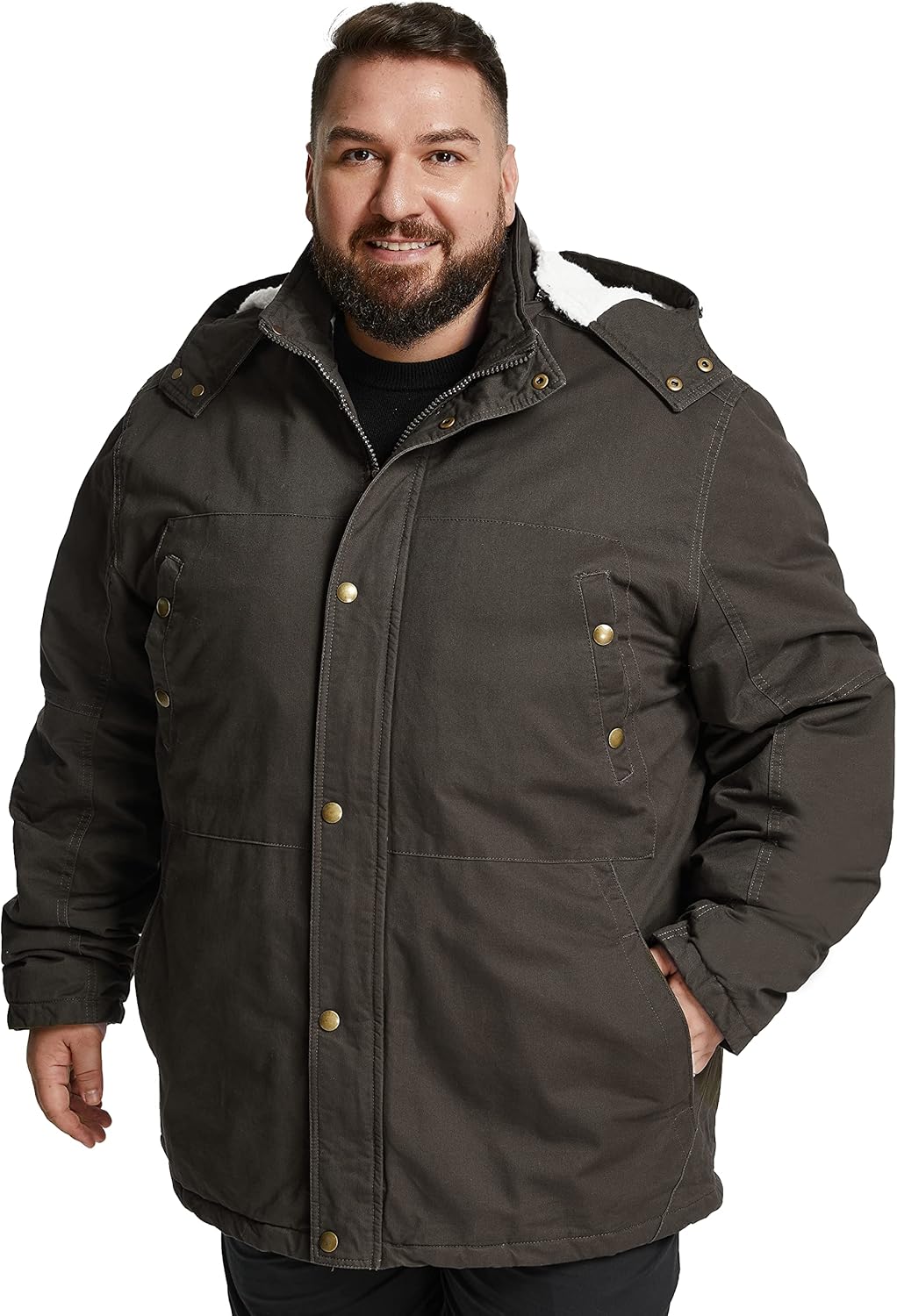 Soularge Men's Big and Tall Military Winter Sherpa Parka Jacket