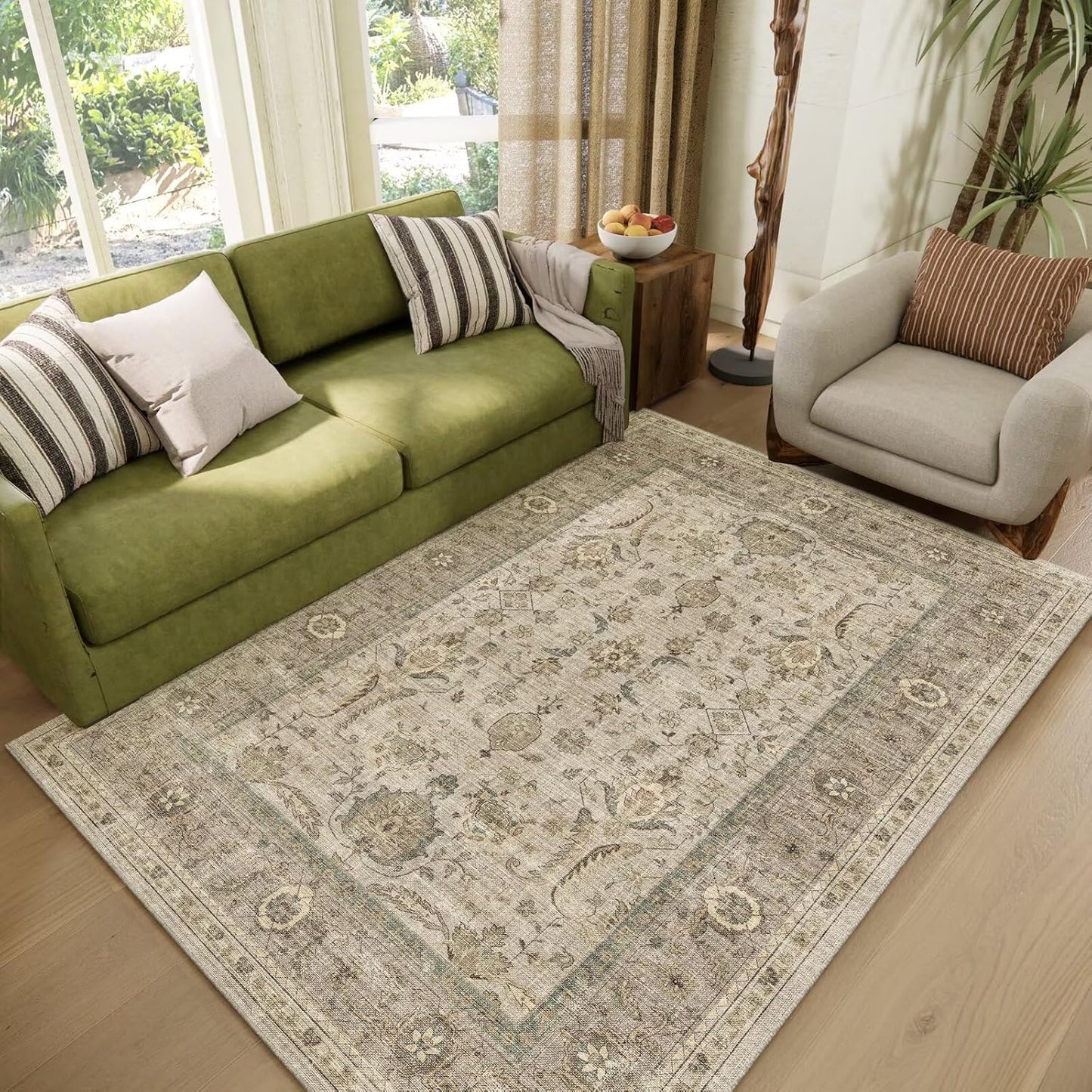 Washable 4x6 Rugs for Living Room with Non-Slip Backing