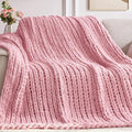Chunky Knit Throw Blanket 60in x 80in Light Pink - Cozy Chenille