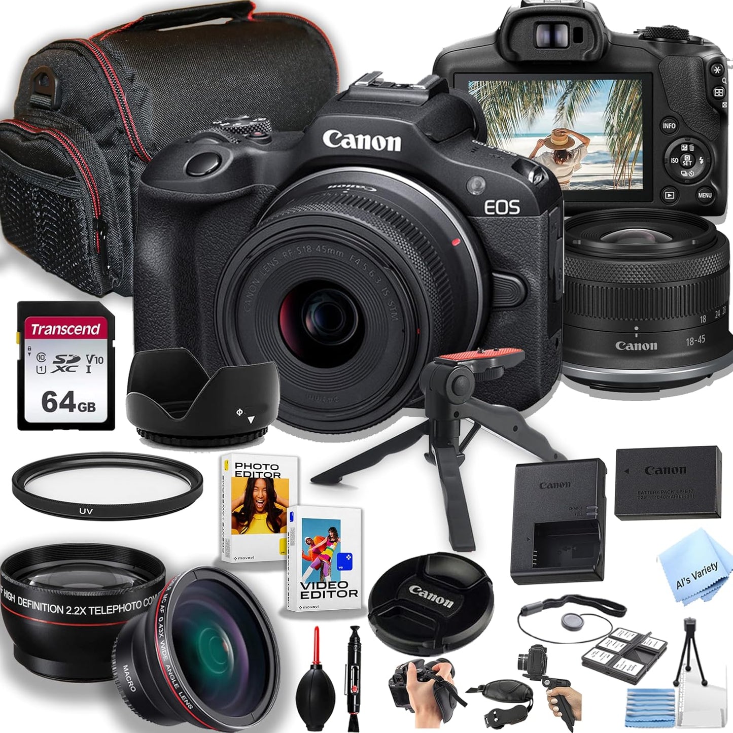 Canon EOS R100 Mirrorless Camera Bundle with 18-45mm Lens