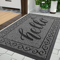 Yimobra Welcome Mats for Front Door 29.5x17 Black Gray - Low Profile