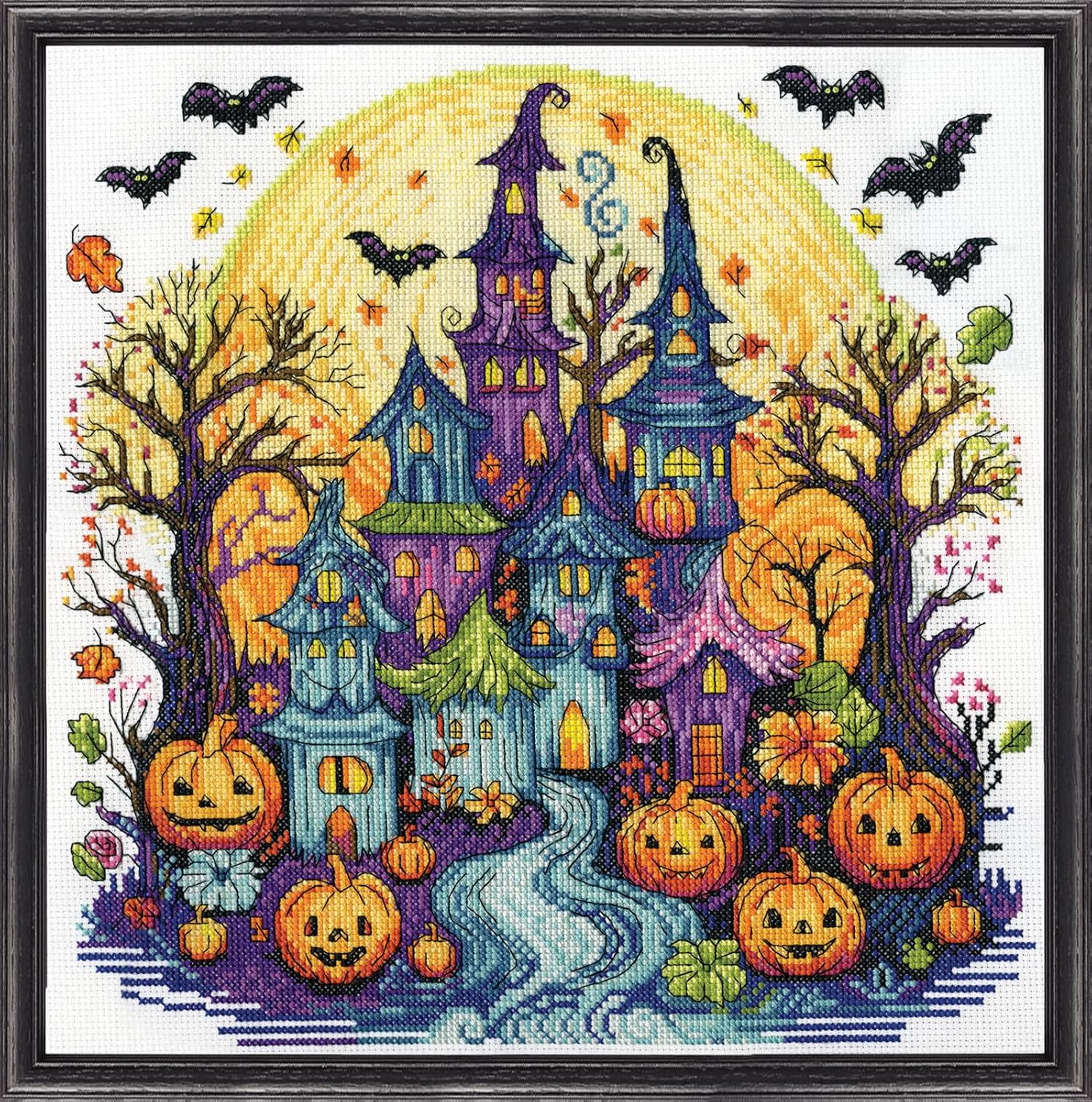 Spooky Village Counted Cross Stitch Kit for Creative Crafters