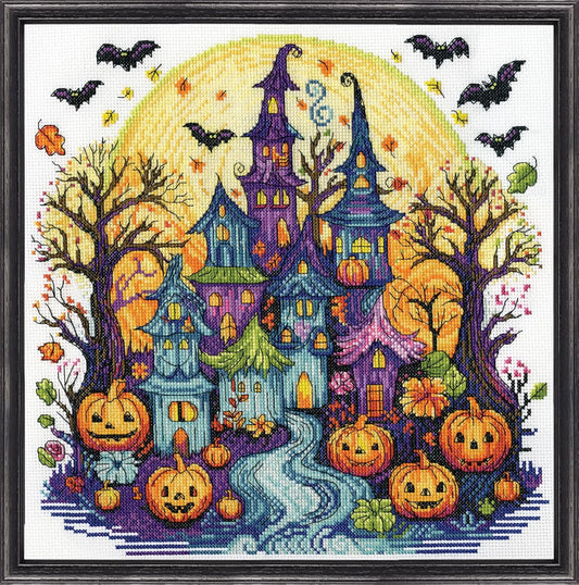 Spooky Village Counted Cross Stitch Kit for Creative Crafters