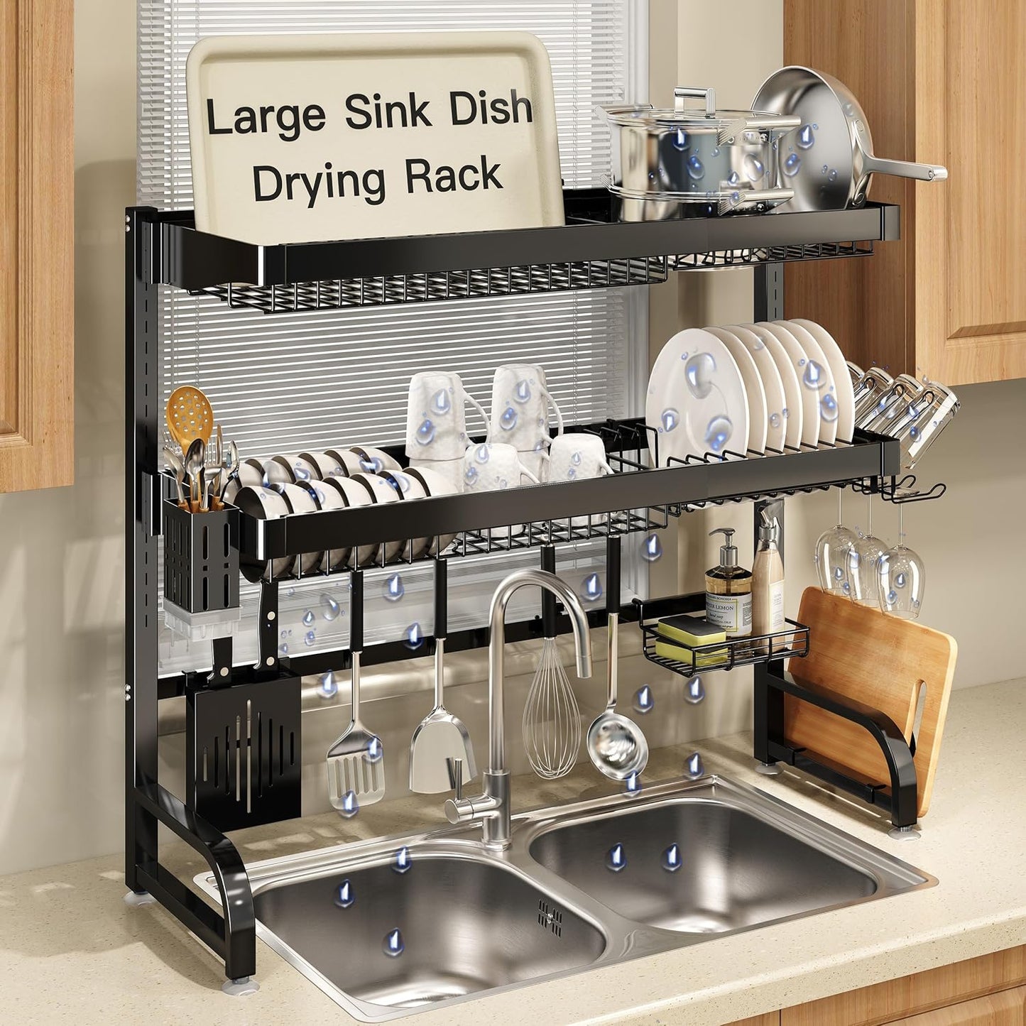 3 Tier Extra Large Stainless Steel Expandable Over Sink Rack
