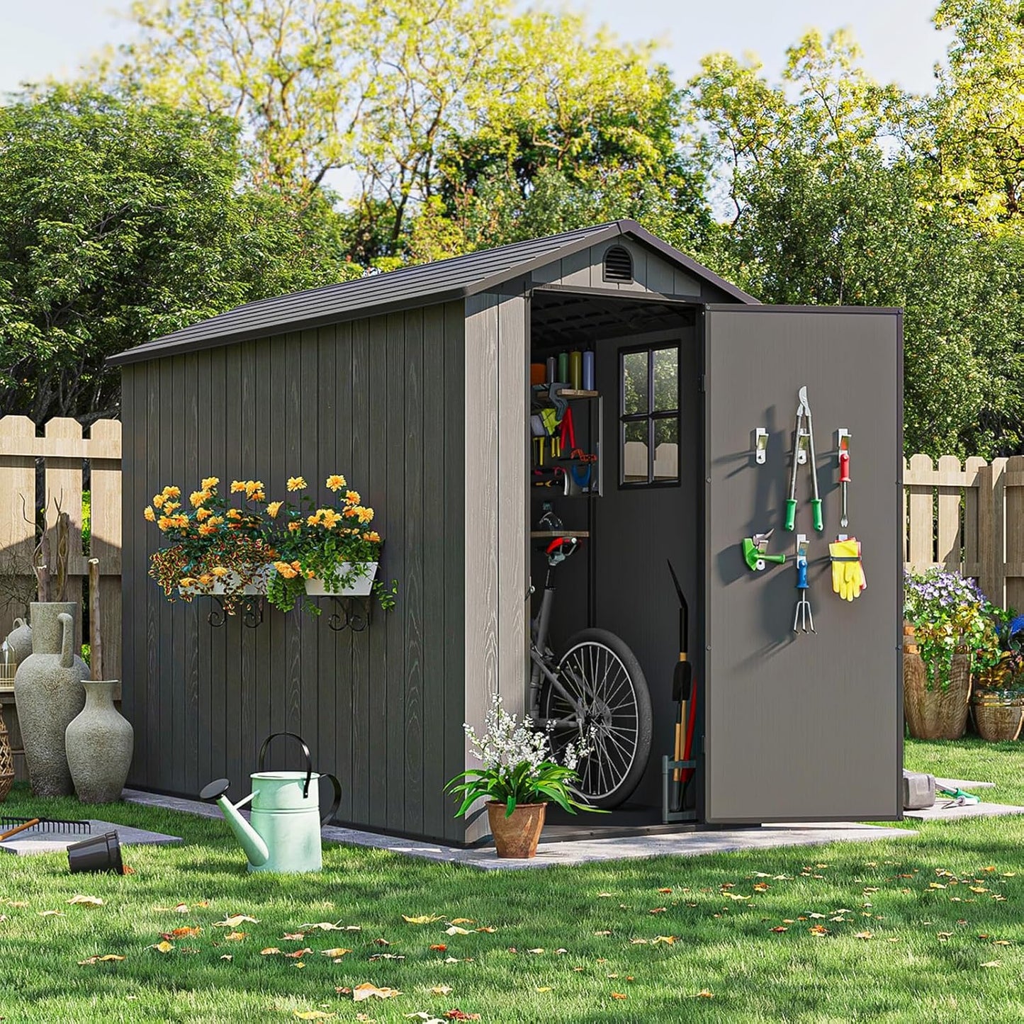 Patiowell 4ft x 8ft Plastic Outdoor Storage Shed for Garden
