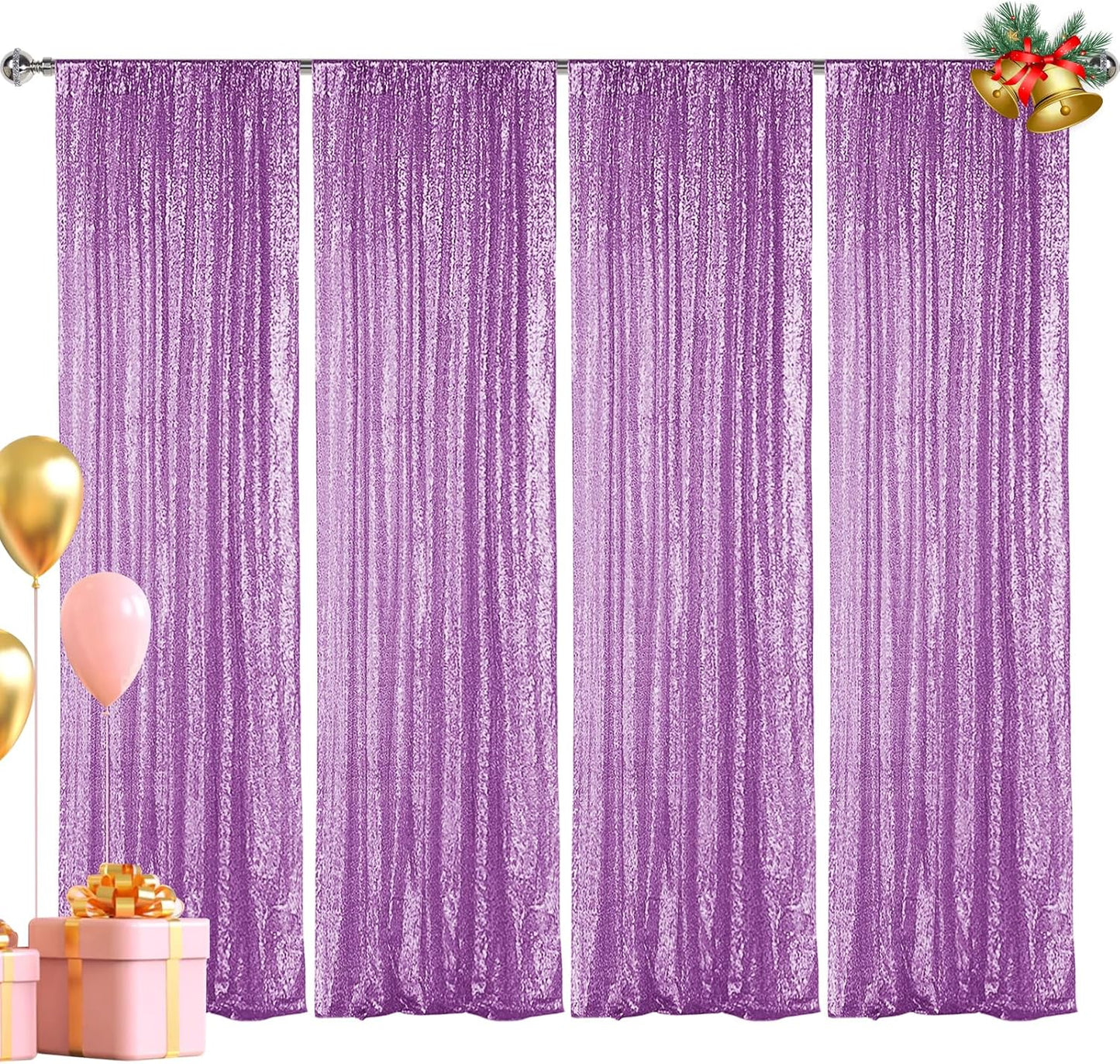 Lavender Sequin Backdrop Curtain for Parties and Weddings