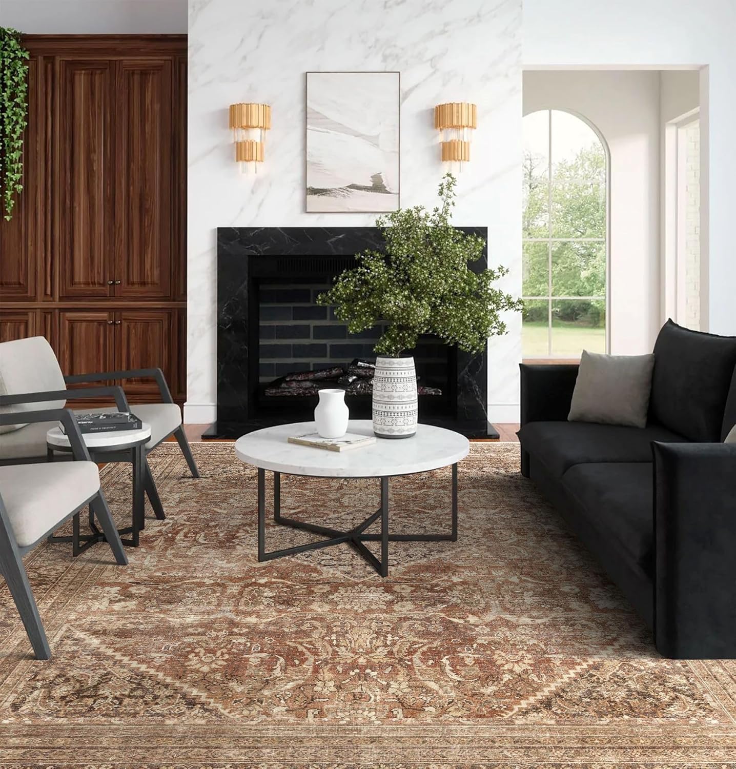 Ultra-Thin 5x7 Area Rugs - Vintage Washable Non-Slip Carpet