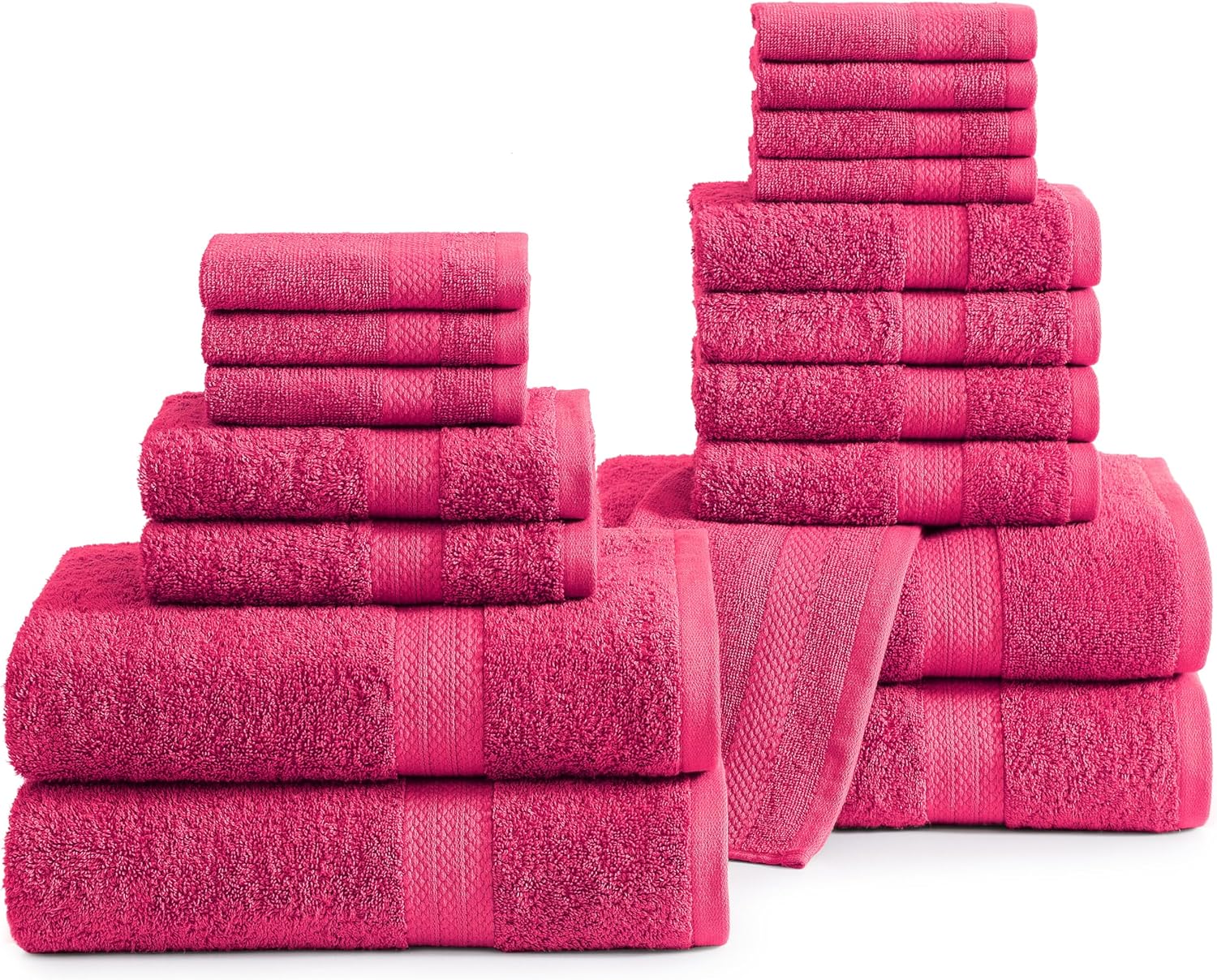 100% Cotton 18 Pc Large Bathroom Towel Set - Super Soft & Absorbent