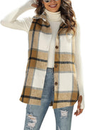 UANEO Womens Fall Flannel Plaid Vest Button Down Sleeveless Shirt 2024