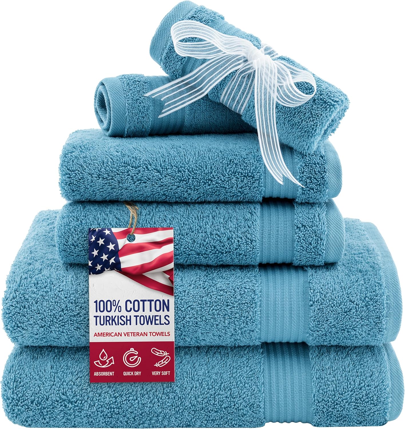 Turkish Cotton 6 Piece Towel Set for Luxurious Bathroom Use