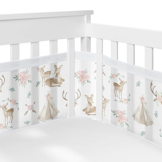 BreathableBaby Woodland Deer Floral Crib Liner for Girls
