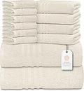 White Classic 12 Piece Bath Towel Set - Soft Ivory Hotel-Style Towels