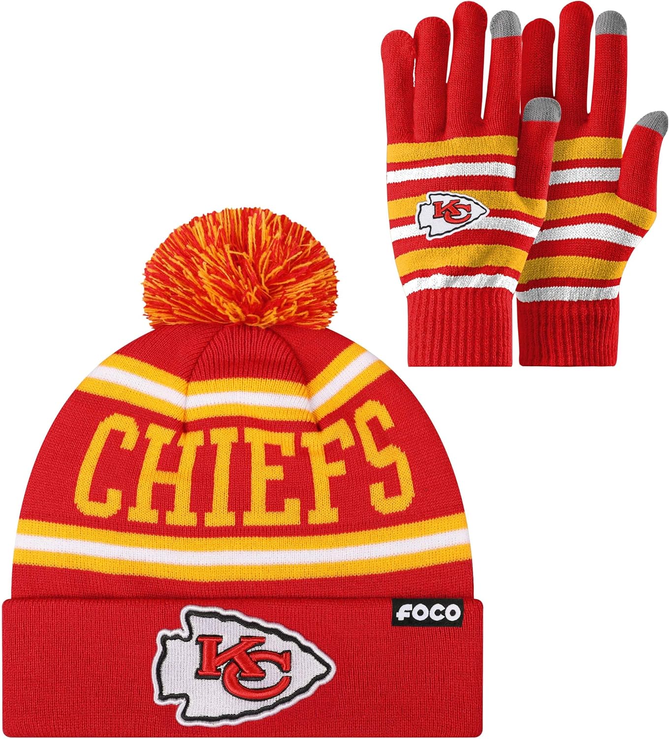 NFL Team Logo Adult Stretch Gloves and Beanie Set for Fans