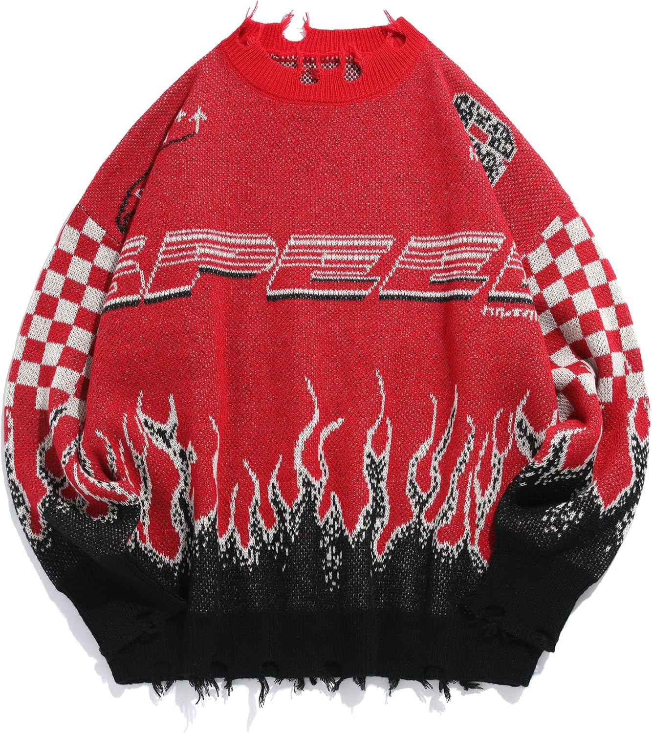 ZAFUL Men's Oversized Sweater with Flame Graphic for Casual Wear