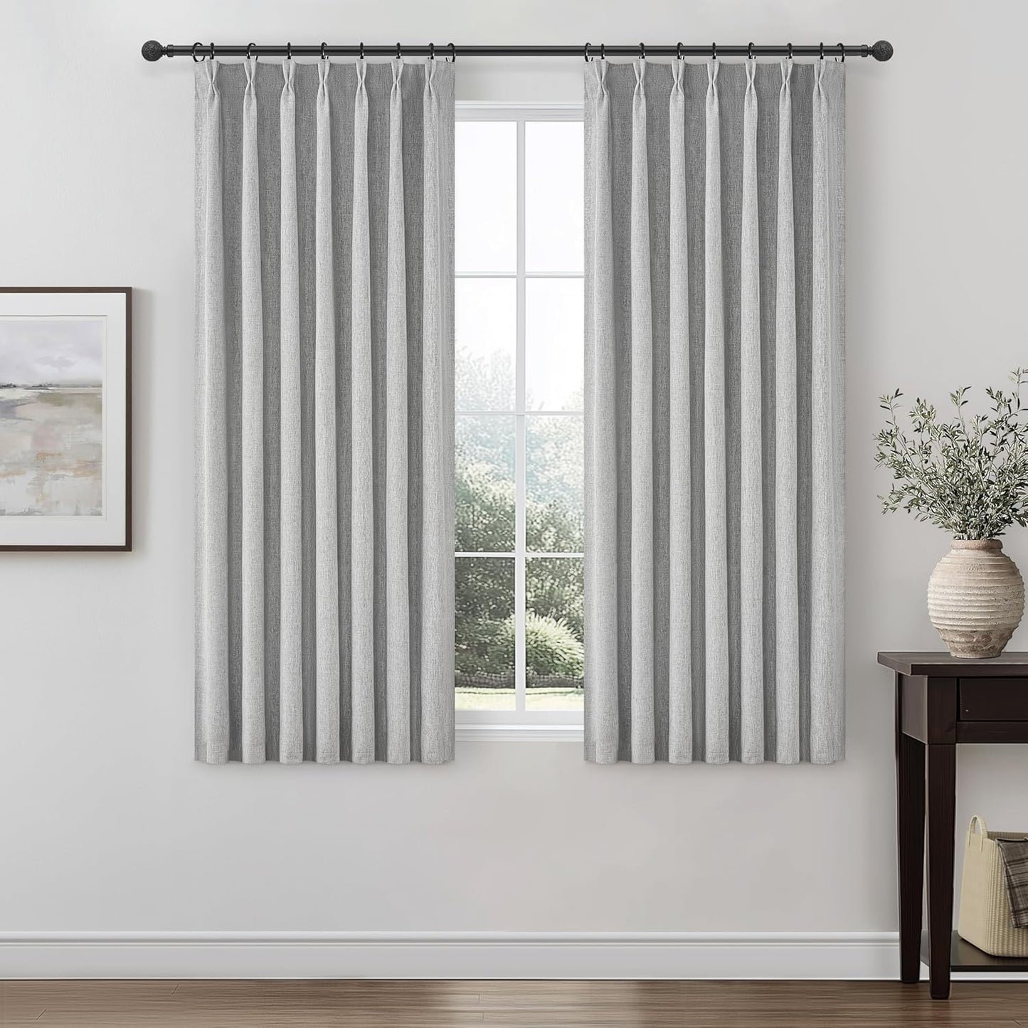 Gray Kitchen Blackout Curtains for Small Windows - 45 Inch Length