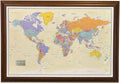 Personalized Push Pin Travel Map with Brown Frame and Pins - Wall Art