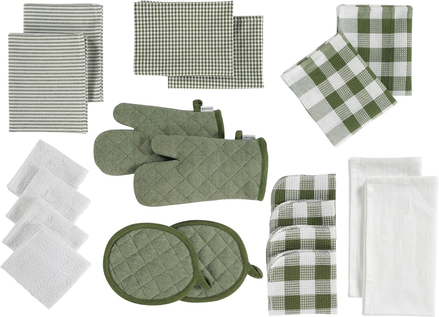 350 Heat Resistant 20 Pc Kitchen Towels Set - Olive