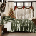 Wonderful Faux Rabbit Fur Comforter Set Queen Size - Plush Dark Green