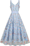 Long Floral Embroidery Dress for Women - Elegant Tulle Maxi Dress