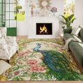 Living Room Rug 5x7 Floral Peacock Area Rug - Machine Washable Low