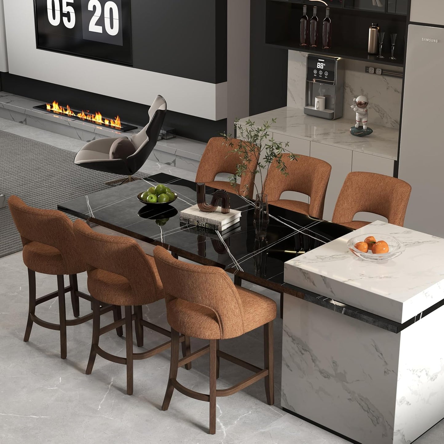 VKNOW Bar Stools Set of 6 for Kitchen Island Dining Room