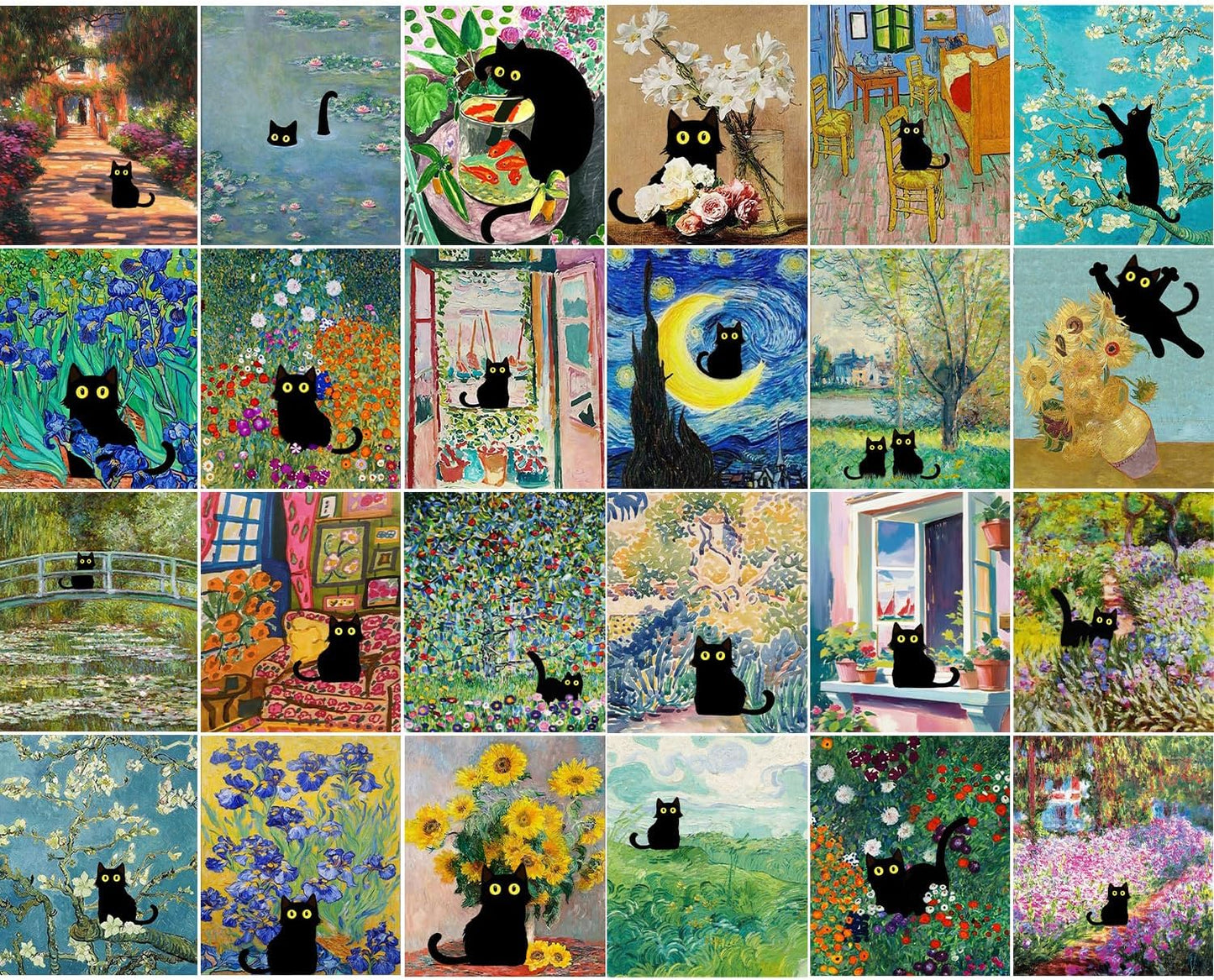 GOUOYANA Diamond Art Kits for Adults - 24pcs DIY Black Cat