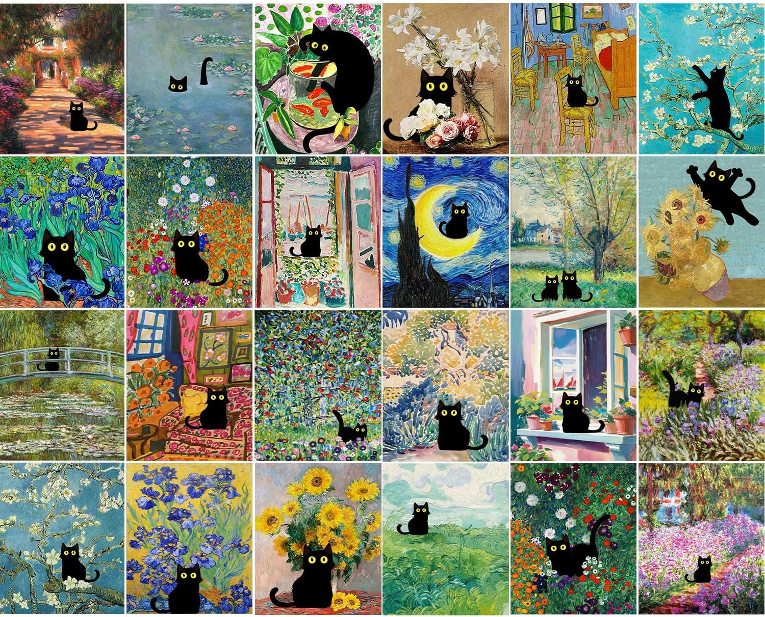 GOUOYANA Diamond Art Kits for Adults - 24pcs DIY Black Cat