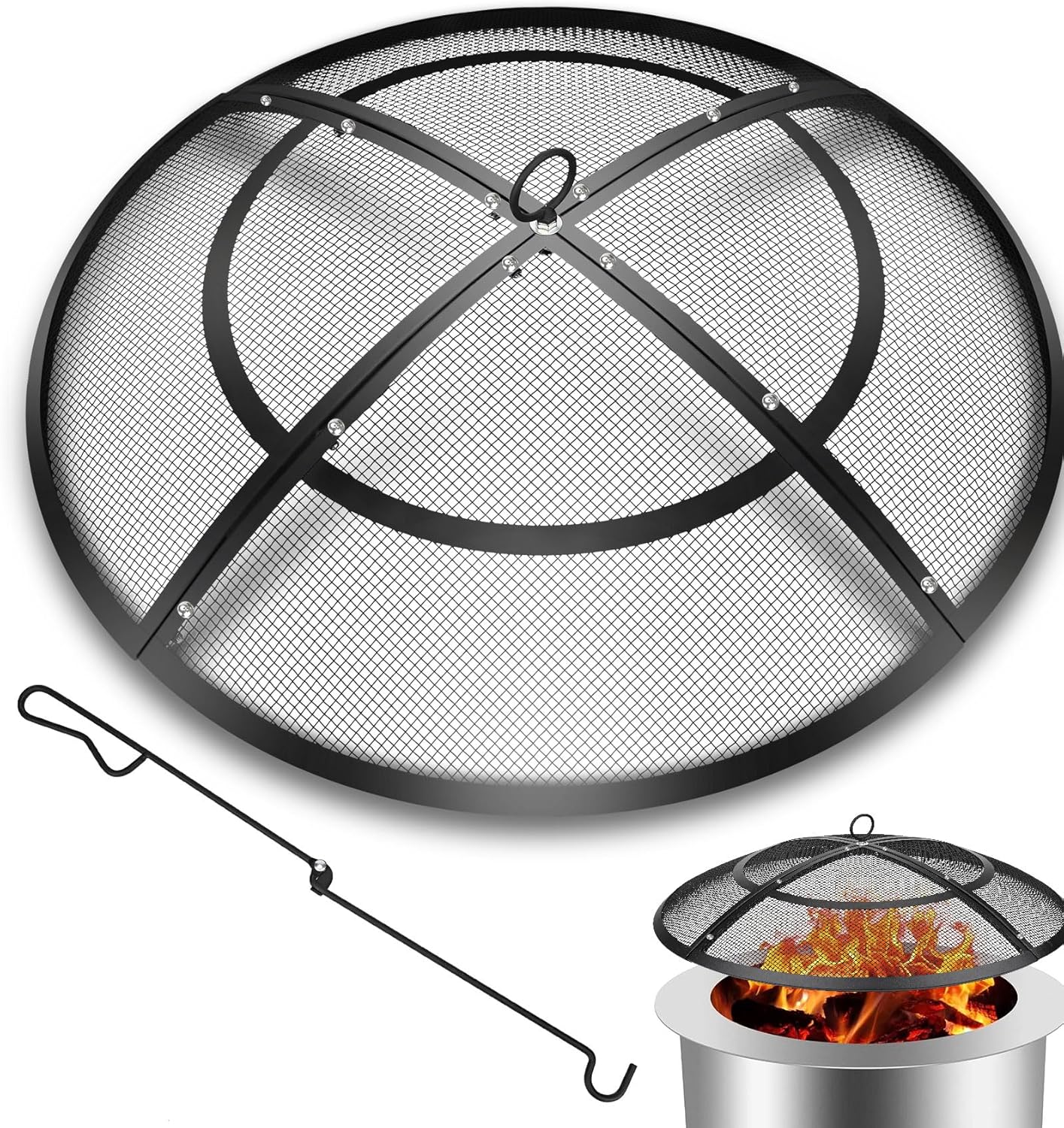 30 Inch Fire Pit Spark Screen Cover for Outdoor Safety