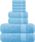 Ultra Soft 8-Piece Towel Set Sky Blue - Oversized 27x54 Bath Towels