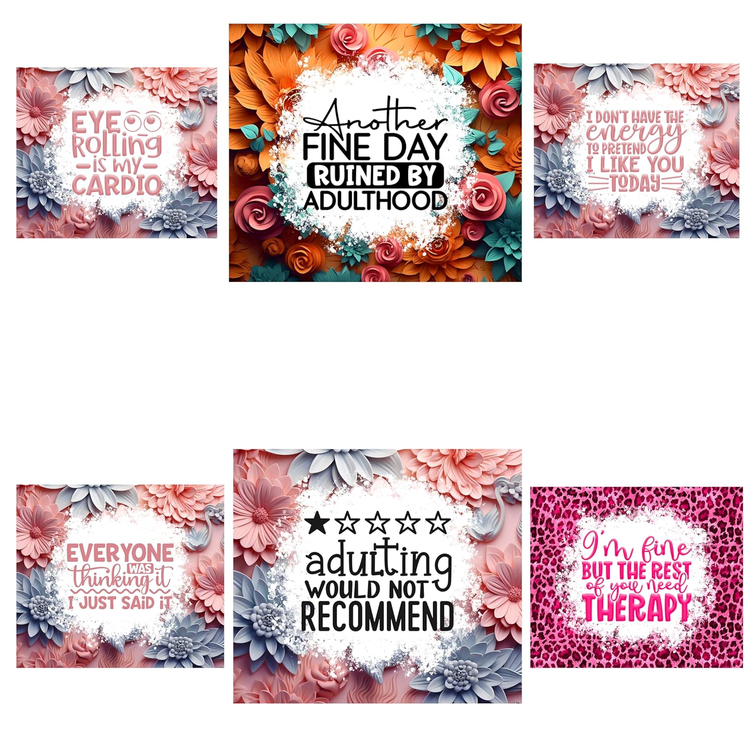 Variety of 50 20oz Tumbler Sublimation Prints Bundle Ready to Press