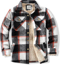 Men's Cotton Sherpa Lined Plaid Flannel Shirt Jacket - Warm Layer