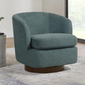 Swivel Accent Chair Modern Barrel Armchair with Wood Base - Green