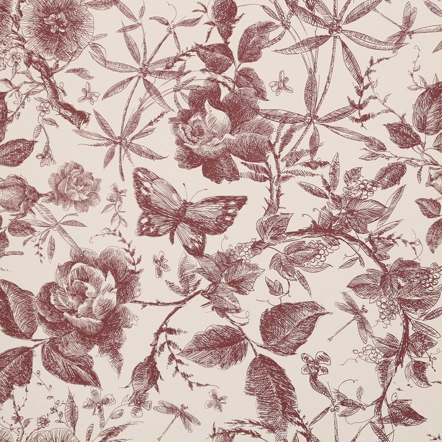 Peel and Stick Wallpaper for Cabinets Drawers Red Floral Design