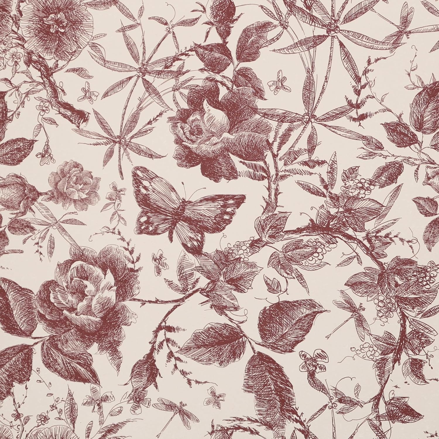 Peel and Stick Wallpaper for Cabinets Drawers Red Floral Design