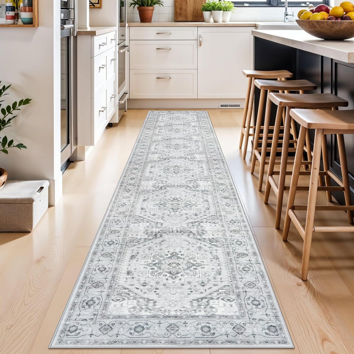 RUUGME Kitchen Runner Rug 2x10: Vintage Washable Hallway Mat