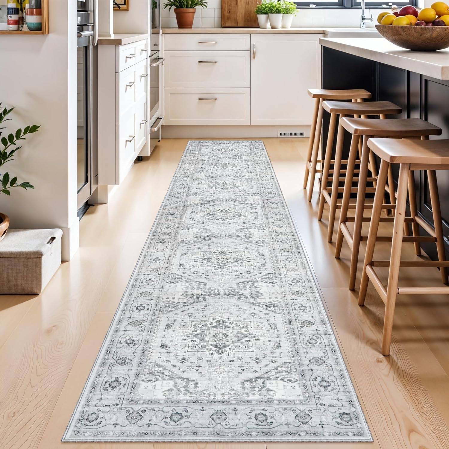 RUUGME Kitchen Runner Rug 2x10: Vintage Washable Hallway Mat