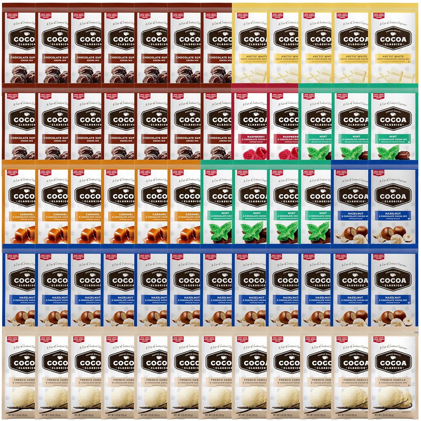 Hot Cocoa Mix Gift Set 60 Count with 7 Flavors for All Occasions