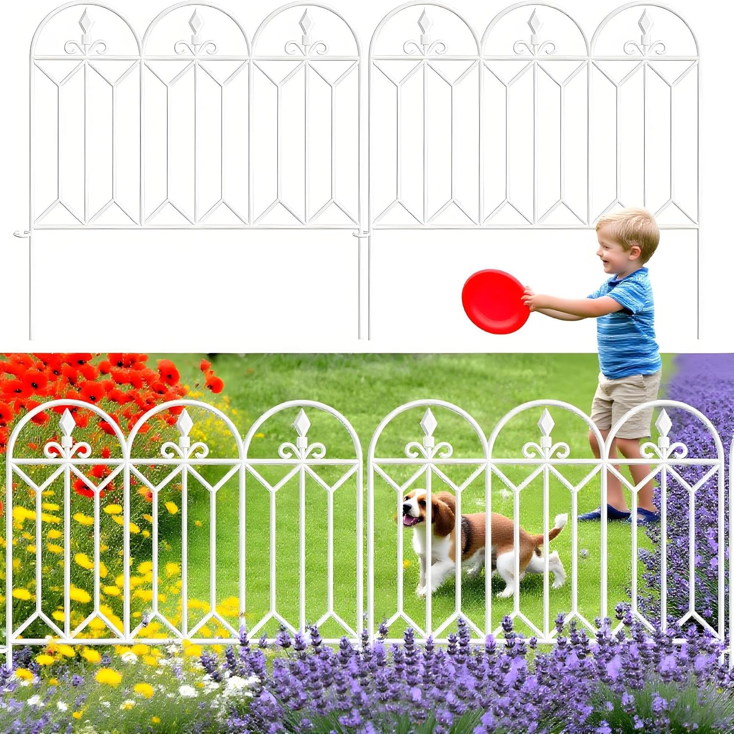 Decorative Garden Fences for Dogs - 5 Panels 10ft Long