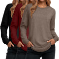 Ficerd 3 Pack Women's Long Sleeve Tunic Tops - Soft Cotton Pullovers