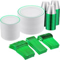 Green Plastic Dinnerware Set for 50 Guests - 300 PCS Party Set