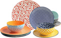 LEHAHA 12 Piece Ceramic Dinnerware Set for 4 - Colorful Porcelain