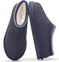Mens Shearling-Lined Leather Slippers - Warm Memory Foam Comfort