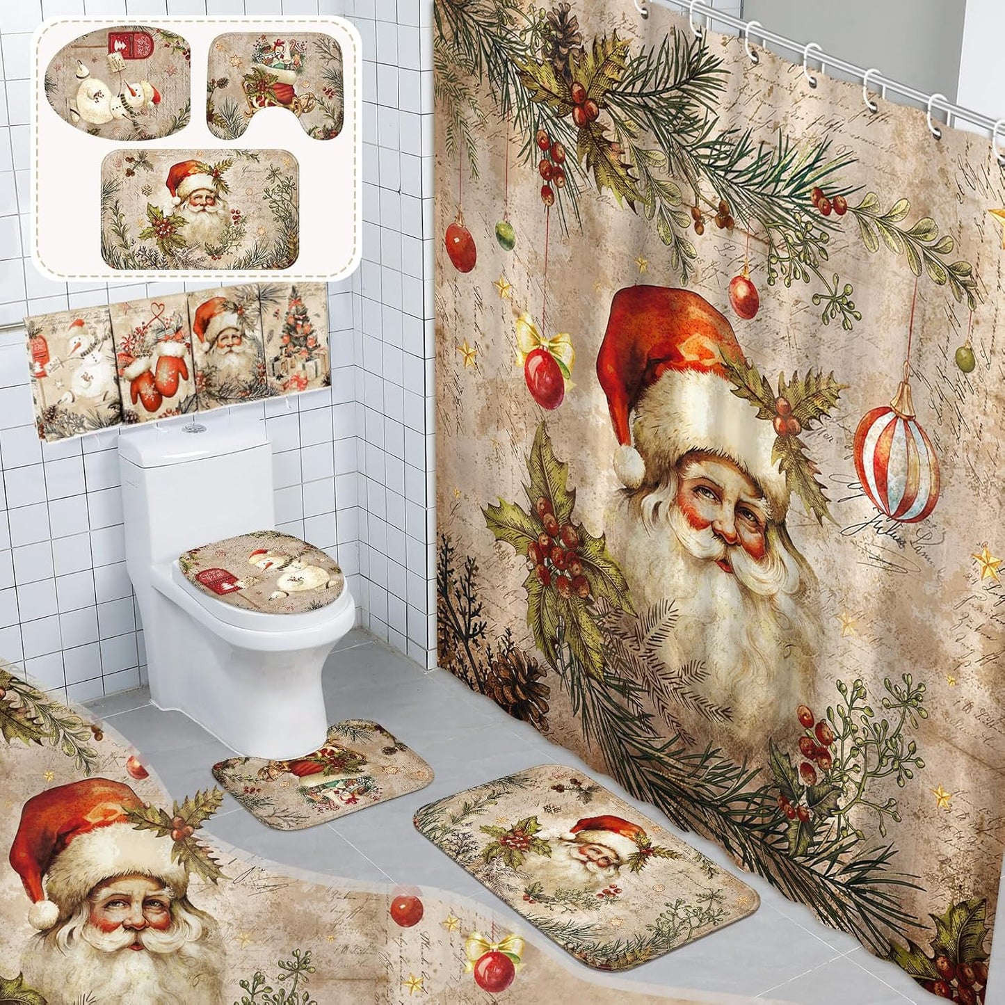 Santa Christmas Bathroom Set by FuWeave