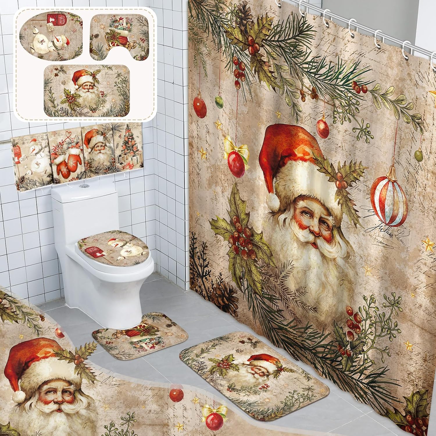 Santa Christmas Bathroom Set by FuWeave