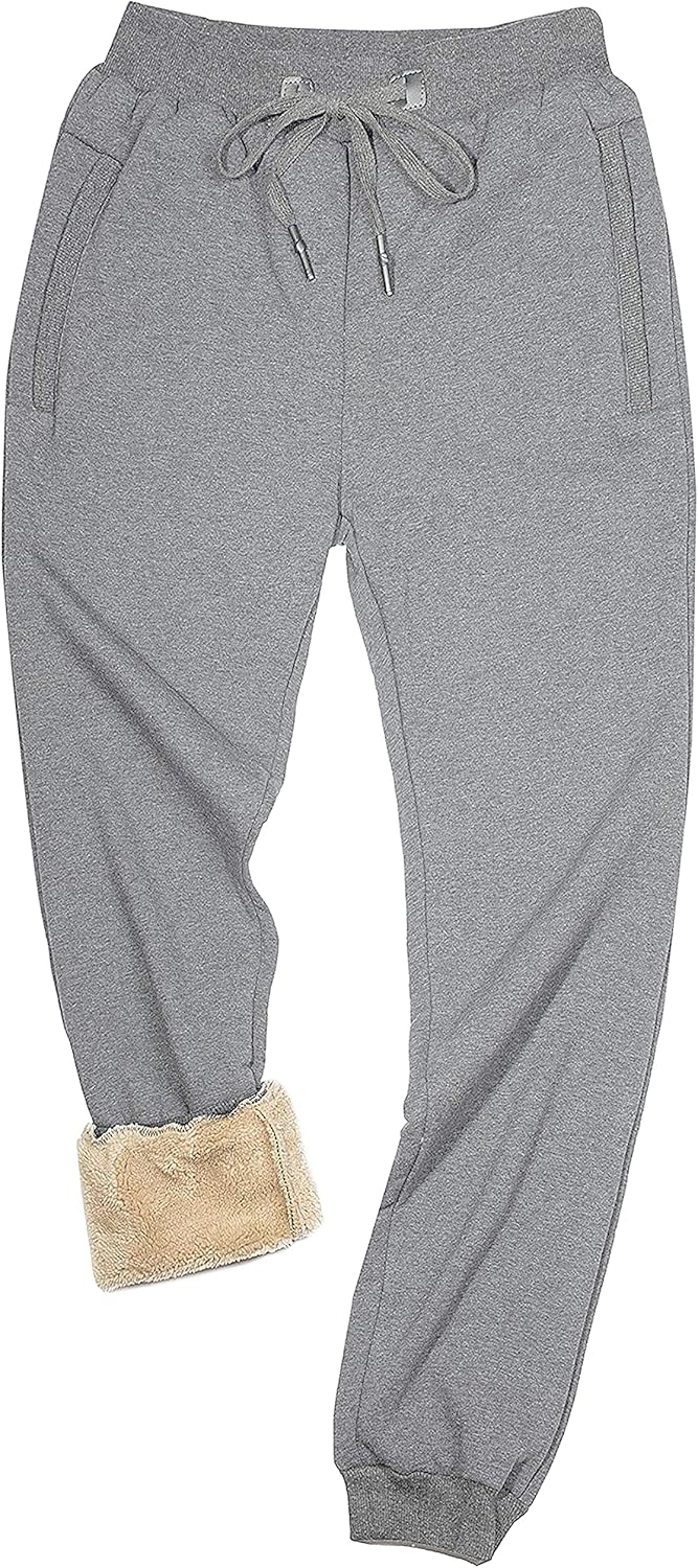 Faleave Men's Warm Sherpa Lined Sweatpants for Winter Comfort